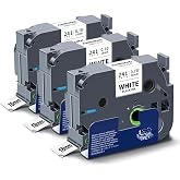 TZe TZ Tape 18mm 0.7 Laminated White Compatible for Brother P Touch TZe-241 | Absonic TZe241 3/4 Label Maker Tape Refill Work for Brother PTD460BT PTD400AD PTD600 PTD410 PT-P710BT, Black on White, 3-Pack