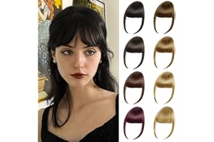 TENDER EPOCH Bangs Hair Clip in Bangs - Fake Curtain Flat French Bangs Clip on Hair Extensions, Natural Thick Bangs Fringe with Temples Hairpieces for Women Daily Wear - Natural Black