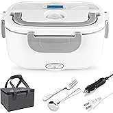 Electric Lunch Box Food Heater, 3 in 1 Faster Heated Lunch Box for Adult, 1.5L Portable Food Warmer 12V/24V/110V for Car/Home