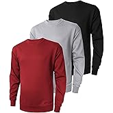 ZITY 3 Pack Men's Crewneck Sweatshirts Lightweight Long Sleeve Casual Pullover Moisture Wicking Sweatshirts for Men