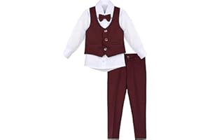 Lilax Boys Formal Suit 4 Piece Vest, Pants and Tie Dresswear Suit Set