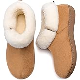 RockDove Women's Closed Back Bootie Slippers with Memory Foam Sherpa Lining Faux Suede Upper Non-Slip Sole Indoor Outdoor