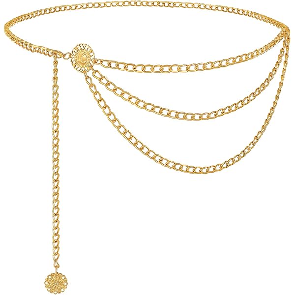 Amazon.com: Chain Belts for Women Fashion Plus Size Waist Chain Belt Gold  Silver Waist Belt Belly Chain Waist Belt Body Chain for Dress (Gold Sun, 37  inch) : Clothing, Shoes & Jewelry