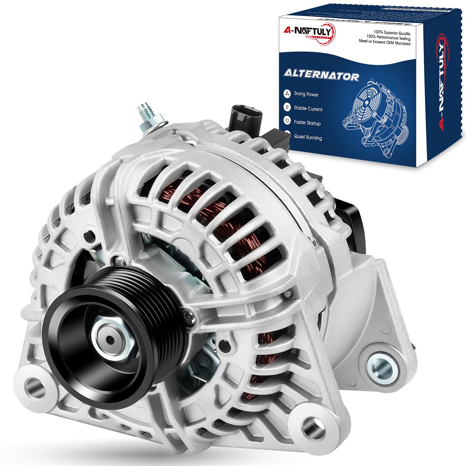 Photo 1 of A-NAFTULY Alternator Fits for 2003 2004 2005 2006 Ram 1500 2500 3500, Durango 2004, V8 5.7L, Alternator Replacement 400-24064, 13985, 1-2553-01BO, 90-15-6420, LRA03589, 56028699AA, 0-124-525-006