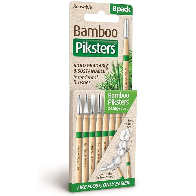 Piksters Bamboo Interdental Brush Size 6 Green 0.80mm 8 Brushes Per Pack Amazon.co.uk