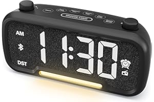 MESQOOL Digital Alarm Clock Radio with Bluetooth V5.0 Speaker, FM Clock Radio with Night Light,Type C&USB Charger,5-Level Dimmer,Adjustable Volume,12/24H,Snooze,Battery Backup, Loud Clock Radio for Bedroom