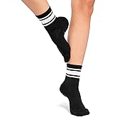 Kamo Fitness Pilates Socks with Grips for Women - Non-Slip Yoga, Barre Grip Sock - Grippy Cotton Crew Socks for Yoga, Ballet