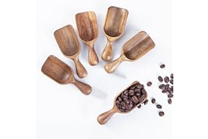 CHEF OLÉ WWW.CHEFOLE.COM Wooden Scoop for Canisters 6PCS Acacia Wood Scoops for Jars Measuring Spoons for Ground Coffee Scoops Wooden Scoops Measuring Scoop for Seasoning Bath Salt Laundry Detergent Shovel-Multipurpose