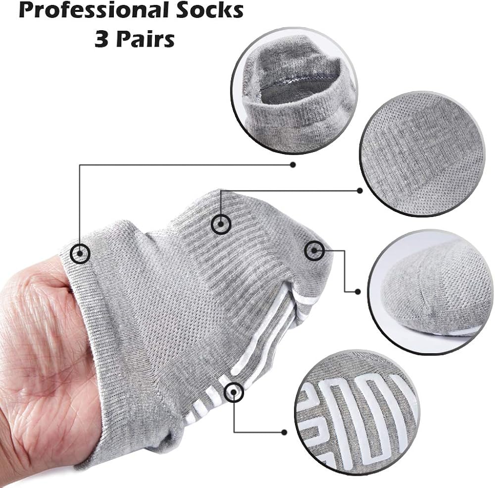 3 Pairs Men's Yoga Socks Non Slip Skid Socks with Grips for Pilates Ballet Fitness for Men: Clothing