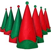 SATINIOR 8 Pieces Christmas Felt Elf Hats Green and Red Santa Elf Hat Novelty Funny Hats Xmas Holiday Party Costume Favors Gifts Accessories for Adults
