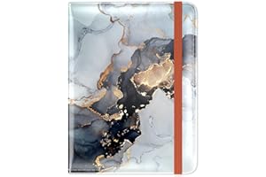 Hsxnam Passport and Vaccine Card Holder Combo, Passport Holder with Vaccine Card Slot, Passport Cover Case with RFID Blocking, Leather Travel Documents Organizer Protector for Women, Gray Marble