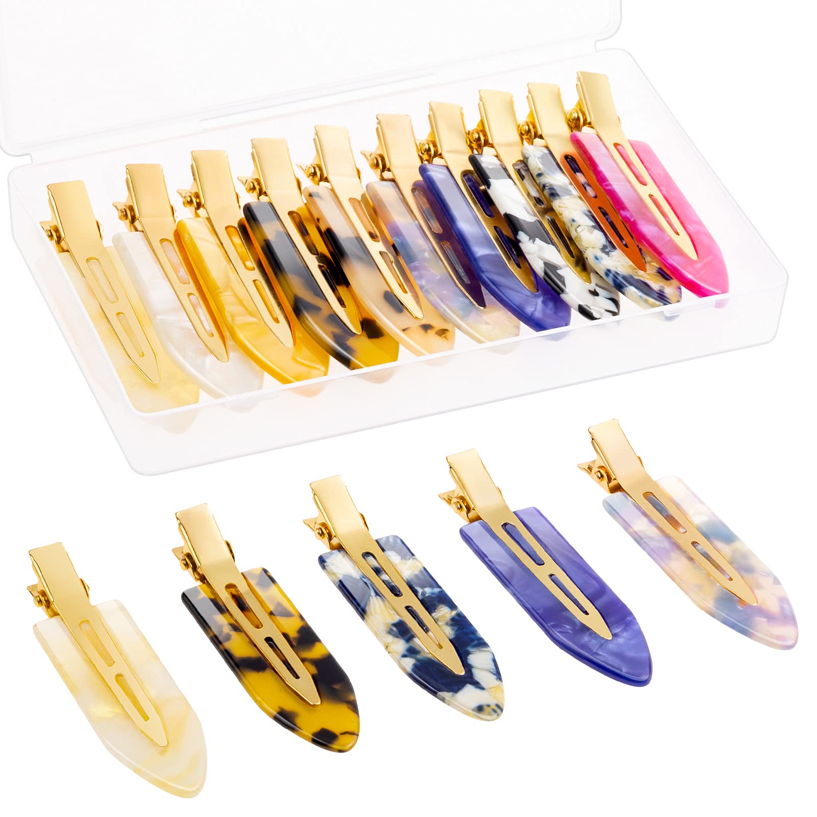 10 pcs No Crease Hair Clips, No Bend Pin Curl Clips, Dent Free Hair Clips with Storage Box for Women and Kids