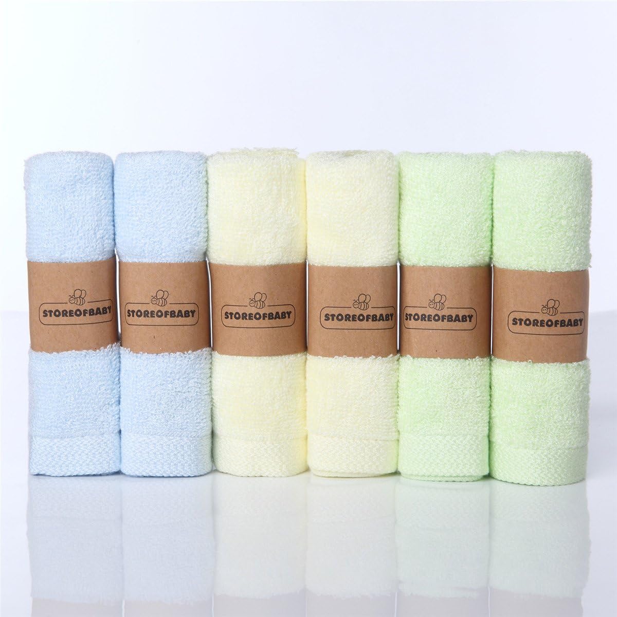 Storeofbaby Bamboo Wash Cloth Baby Towels for Boys and Girls Wipes Pack of 6 10"x10"