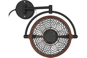 ALASKA VIVI- 8 in. Wall Mount Swivel Fan with Folding Arm (Walnut)