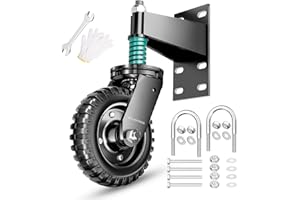 Aclastool Gate Wheel, 13.1 Inch Overall Height, 6 Inch Wheel Diameter, Heavy Duty Spring-Loaded Caster for Metal Tube & Large Wooden Gates, 550 lbs Capacity, Black (1-Pack)