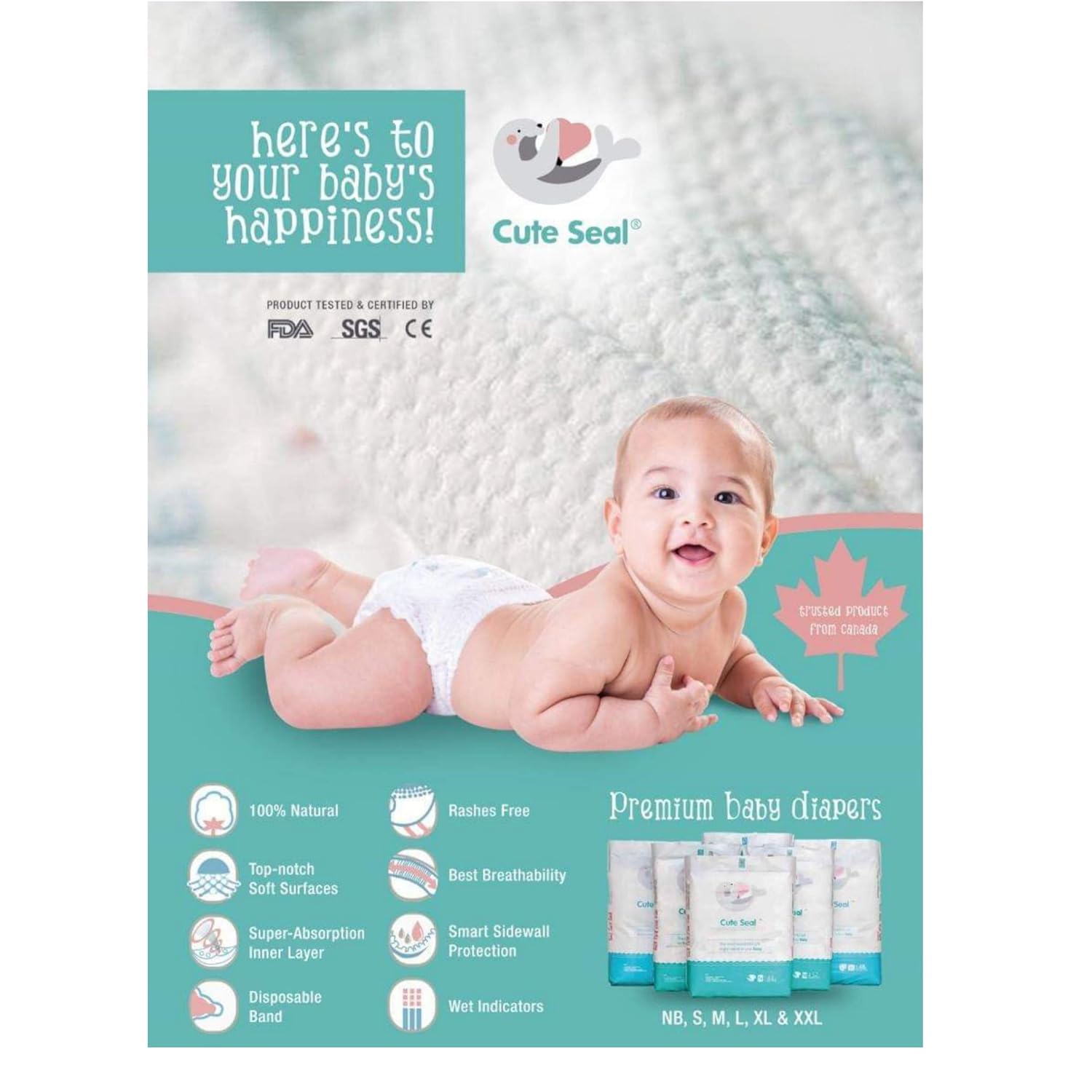 cute seal ultra soft baby diapers