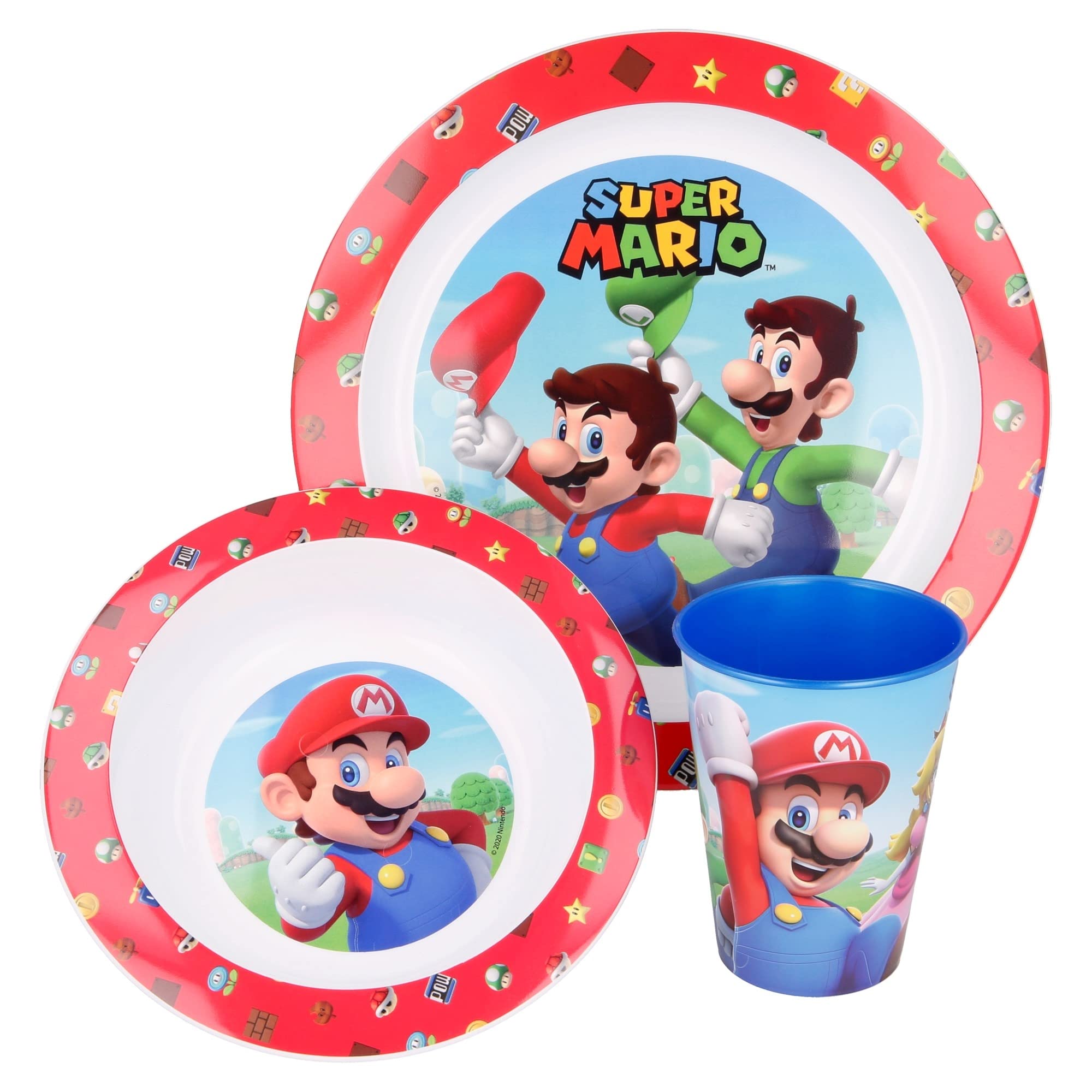 Stor Super Mario 3pcs Micro Dinner Tableware Set Plate, Bowl & Cup, BPA