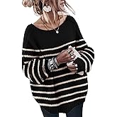 GUNEST Oversized Sweaters for Women Trendy Chunky Batwing Long Sleeve Casual Crewneck Ribbed Pullover Tunic Sweater