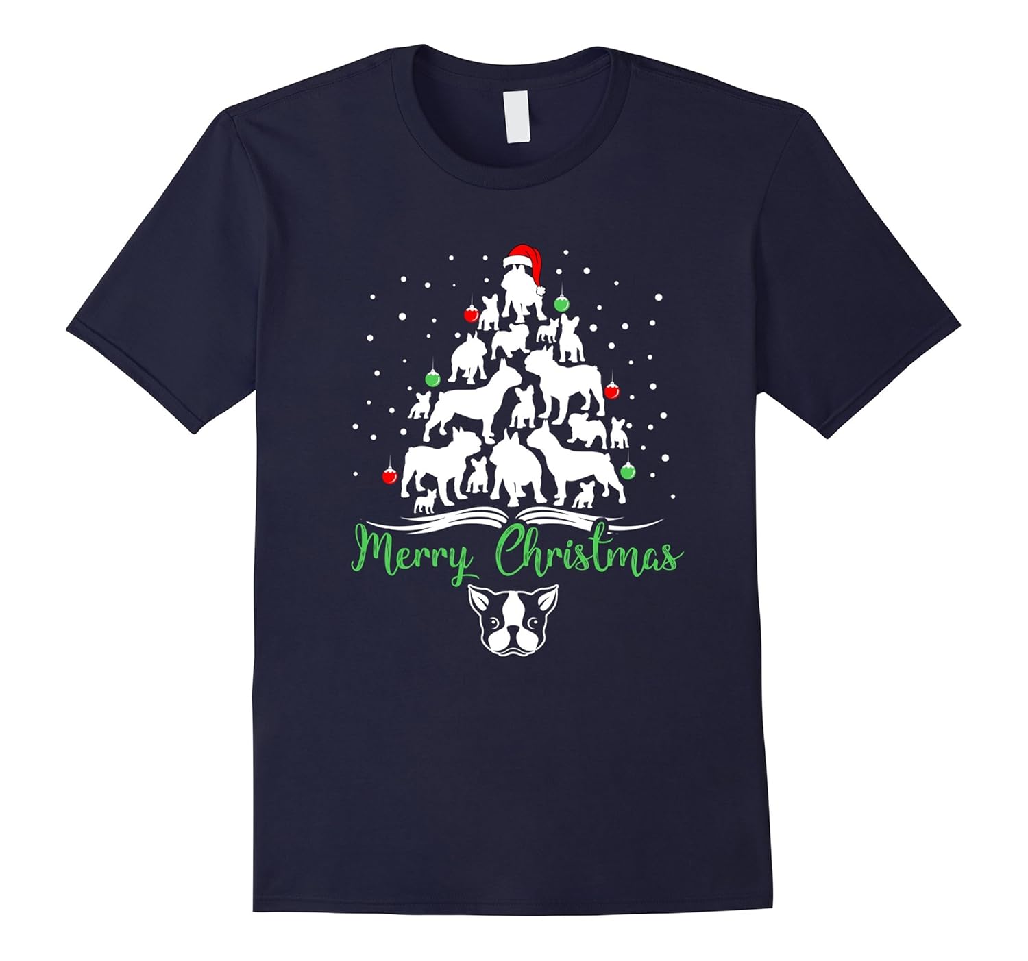 French Bulldog Christmas Tree Merry Christmas Gift T-shirt-ANZ