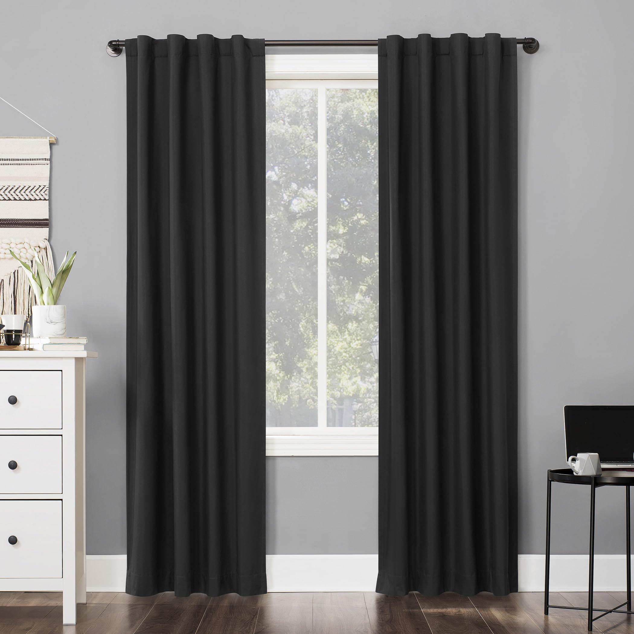 Sun Zero Cyrus 2-Pack Thermal Total Blackout Back Tab Curtain Panel Pair, 40" x 84", Charcoal — image 1