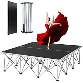 4x4ft Foldable Stage Platform, 1540 lbs Heavy Duty Portable Stage | with 16" Height, Non-Slip Surface &amp; 16-Strut Aluminum Frame, Modular Riser for Church, School, Live Stream, Solo Performance