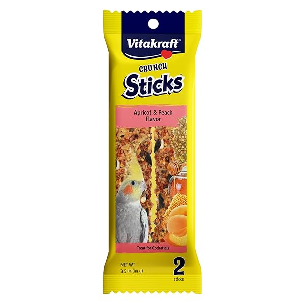 VITAKRAFT CRUNCH STICKS COCKATIEL TREAT APRICOT PEACH FLAVOR...