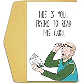 Qiliji Funny Birthday Card for Dad Grandpa Husband, Humorous Father's Day Card for Him, Bad Eyesight Christmas Card, Old Age Card for Men, This Is You Trying to Read This Card