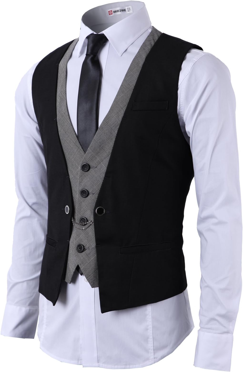 H2H Mens Dress Slim Fit Vests Premium Business Dress Suit Vests Button Closure