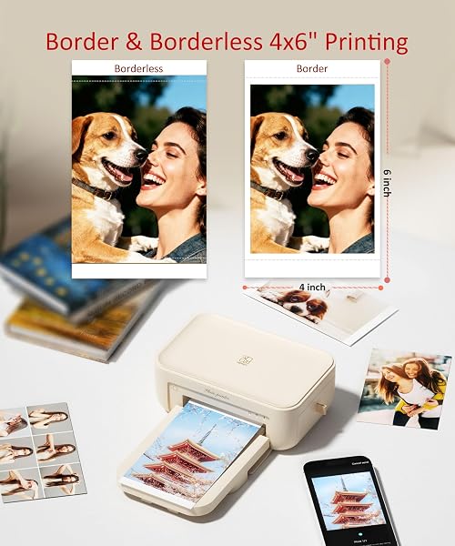 HPRT CP4100 4X6 PHOTO PRINTER WITH 20 SHEETS & 1 RIBBON, FULL-COLOR THERMAL DYE SUBLIMATION WI-FI PRINTING, PORTABLE INSTANT PICTURE PRINTER FOR IPHONE/ANDROID, AR VIDEO, FUN APP, HOME USE, XMAS KIT