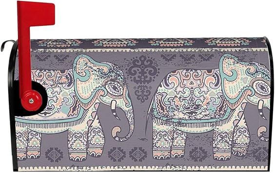 Cubiertas de buzón magnéticas, diseño de elefante de loto indio para