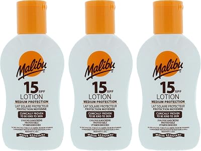 Malibu Sunscreen Lotion SPF 15 High Protection Water Resistant Vitamin Enriched