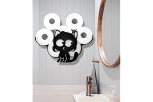 EUIROET Metal Wall Cat Toilet Paper Storage,Black Toilet Tissue Holder,Animal Decorative Metal Paper Holders,Cute Toilet Paper Storage for Bathrooms,Wall Toilet Paper Organizer Hold Extra 8 Rolls