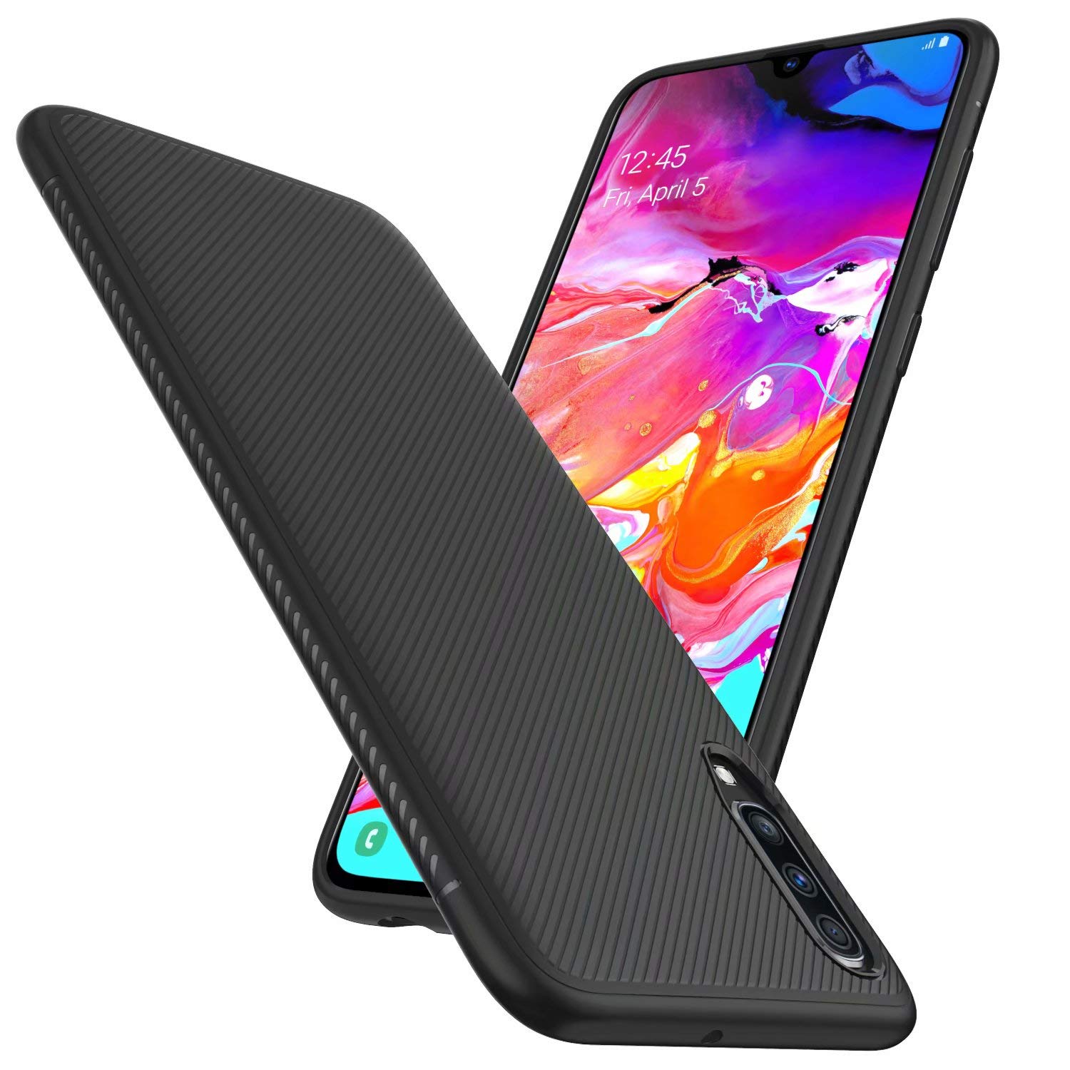 FGXG shell compatible with Samsung galaxy A70 Case Cover,Silicone Case, Shockproof TPU Soft Cover shell,Ultra-thin and Durable phone case (Black)