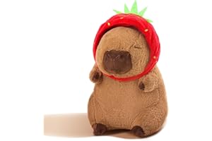 SHINUOER Capybara Plush Cute Capybara Stuffed Animal Kawaii Plush with Strawberry Hat Capybara Gifts Cute Plush Pillow for Boys Girls 9 Inch