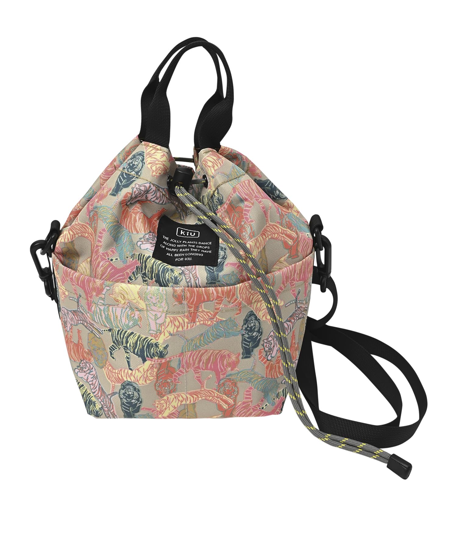 Kiu K438-360 600D Pocket Full Mini Bag, 600D Pocket, Waterproof, Water Repellent, Shoulder Bag, Handbag, 2-Way Pocket, Stylish, Casual, Unisex, Unisex, Bright Tiger