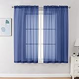 Chyhomenyc Royal Blue Sheer Curtains 63 Inch Length