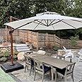 PURPLE LEAF 13ft Patio Umbrella - Large Round Cream Outdoor Umbrella with Windproof Cantilever Design for Garden, Deck, Pool & Patio