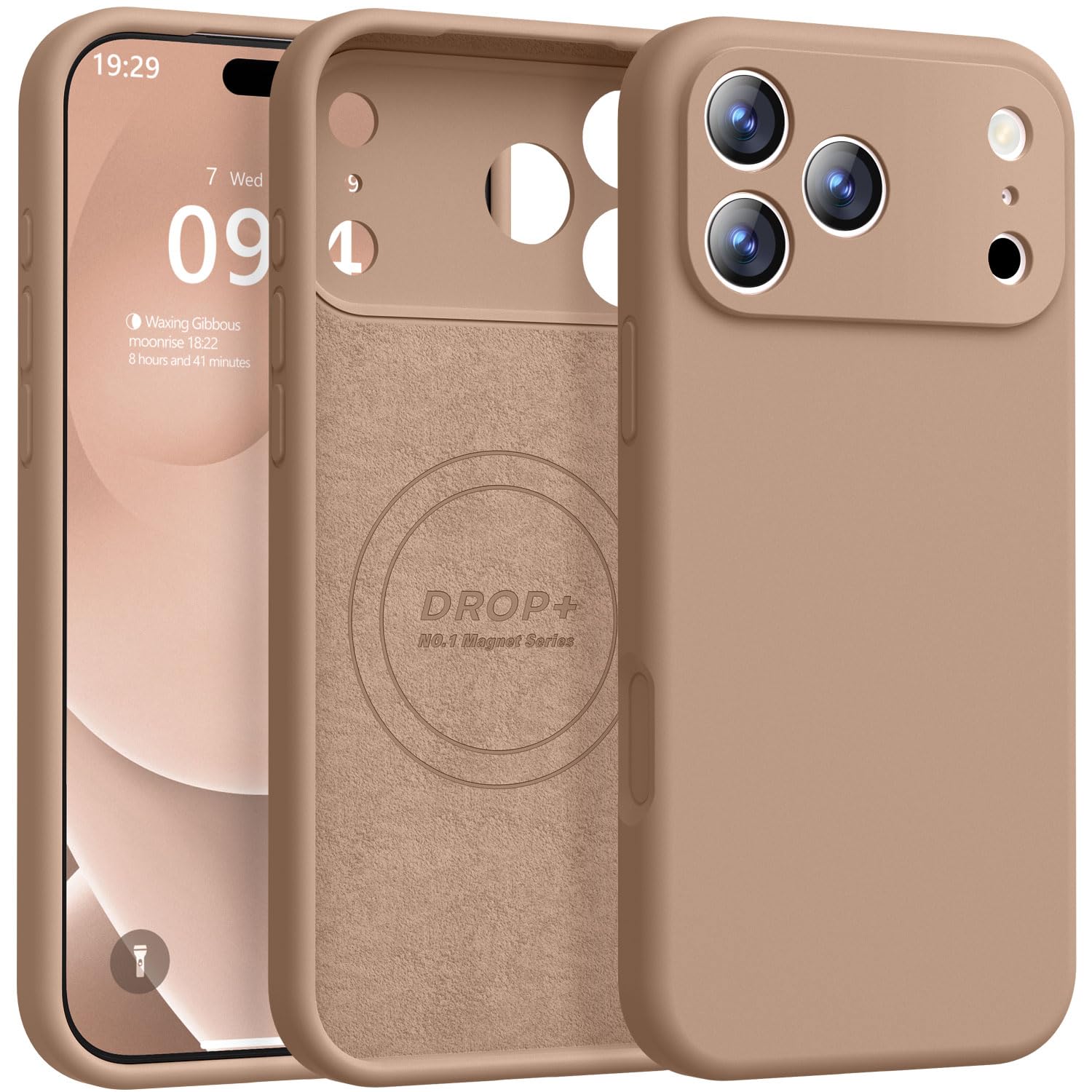 Photo 1 of Ktele Magnetic for iPhone 17 Pro Max Case [Compatible with Magsafe] [Premium Silicone Satin-Smooth Touch] Slim Shockproof Anti-Scratch Microfiber Lining Case, 6.9 inch, Light Brown