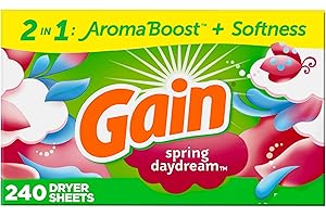 Gain Dryer Sheets, 240 Count, Original Scent Laundry Fabric Softener Sheets with 2-in-1 AromaBoost Plus Softness