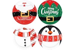 JCTHKUKU 48 Pcs Christmas Party Paper Plates, Colorful Christmas Themed Dessert Plates 7" Christmas Snowman Party Disposable Plates for Xmas Winter Holiday Dining Kitchen Party Favors