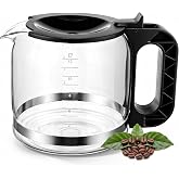 12 Cup Glass Coffee Carafe Replacement Compatible with Braun BRSC005 Maker | Compatible with Braun KF7000BK &amp; KF7150BK Drip Coffee Maker; Positive Stop Lid for Smooth Pouring; Transparent Glass