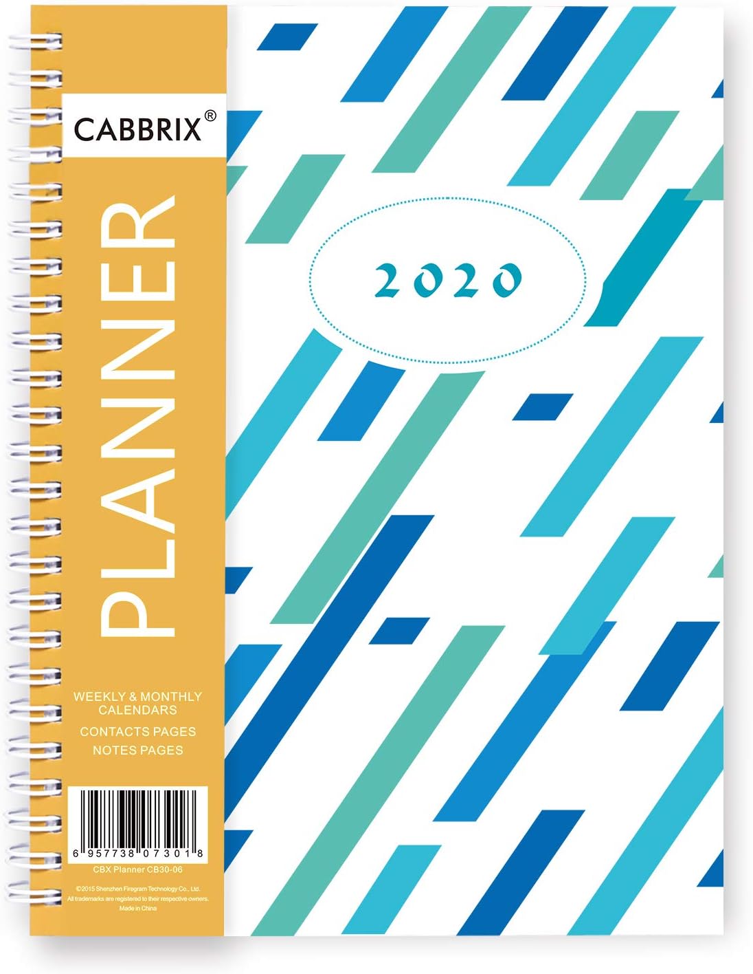 2020 Planner, 12-Month Hourly Daily Planner with Monthly Tab, Flexible Cover, Twin-Wire Bounded, 5.8 x 8.3 Inches