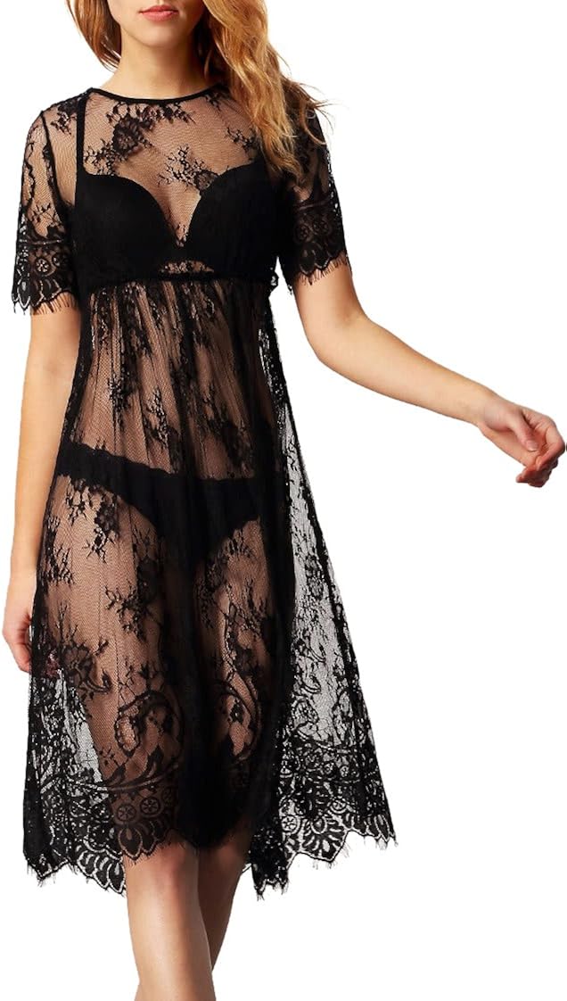 black sheer cover up dress
