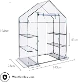 VonHaus Walk In Greenhouse Compact 6 Shelves PVC Cover Roll Up Door view 6