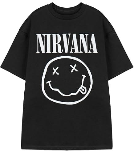 Nirvana Smiley Face T-Shirt for Men | Black Short Sleeve Graphic