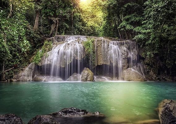 AG Design FTS 1323 Wasserfall, Papier Fototapete - 360x254 cm - 4 teile, Papier, multicolor, 0,1 x 360 x 254 cm