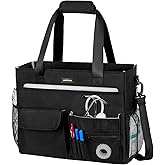 Nurse Tote Bag for Work with Padded Laptop Sleeve, Large Clinical Bag for Nursing Students, Nursing Essentials for Doctor & Home Health Care Staff, Diaper Changing Tote Bag,Black