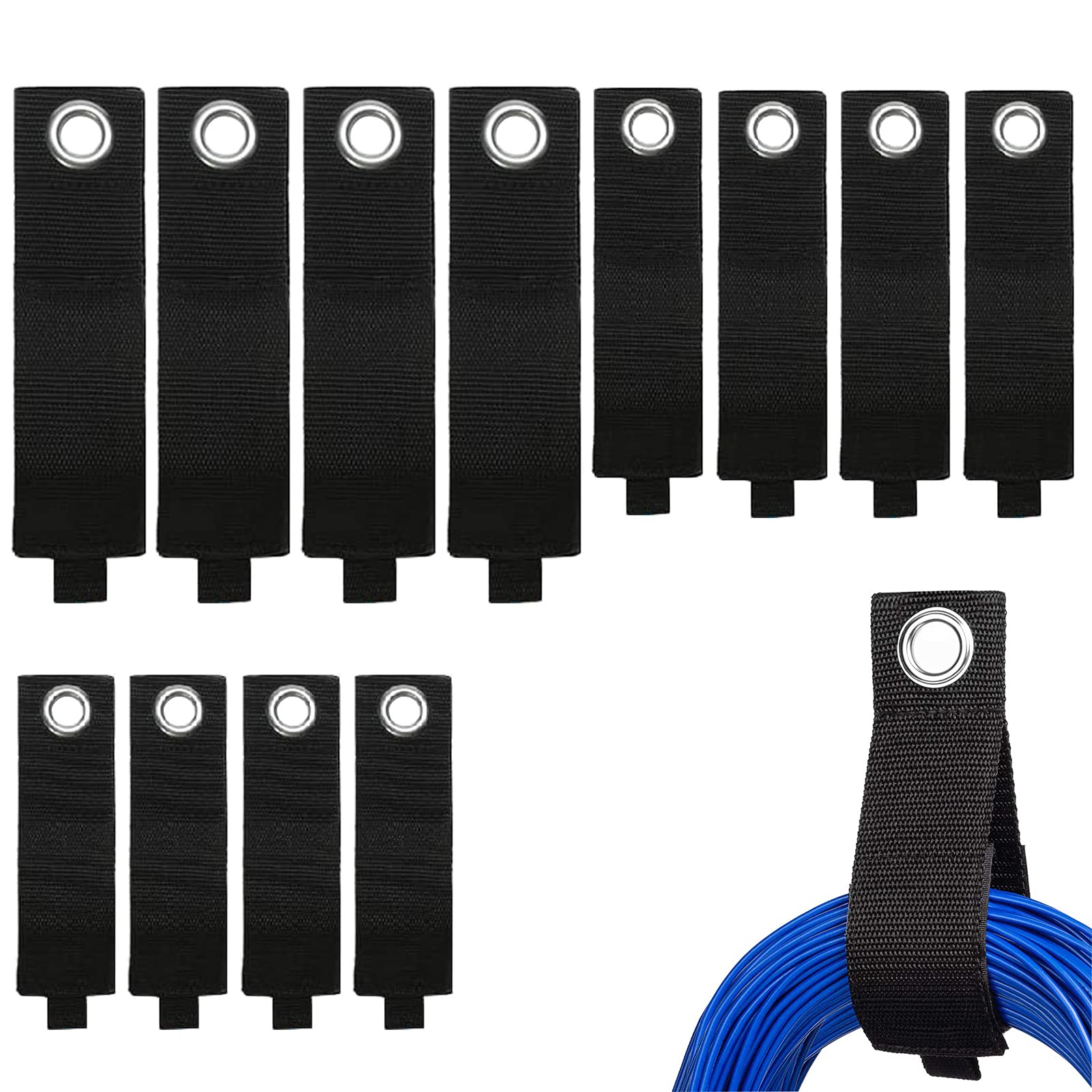 GTIWUNG 12PCS Extension Cord Holder Organizer, Heavy Duty Storage Straps, Cable Straps, Wrap-It Storage Straps, Cord Wrap Keeper for Hose, Garage, Rope, Cables of Home, Basement, RV Workshop, Boat