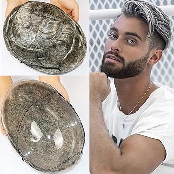 Amazon Com Lace Base Toupee Indian Remy Human Hair Men S
