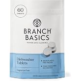 Branch Basics Dishwasher Tablets - 60 Ct | Plastic-Free Dishwasher Pods | Fragrance-Free, Human-Safe Dishwasher Pods Replacement | Delivers a Powerful Clean Without Harsh Chemicals